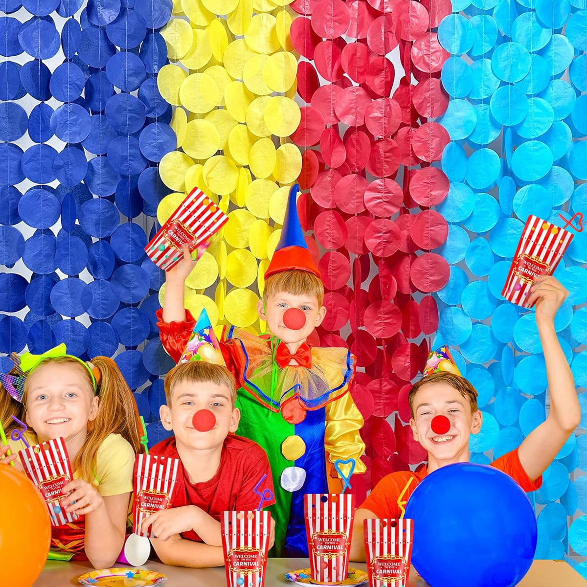 205Ft Red Blue Yellow Party Decorations Big Polka Dot Tissue Paper Backdrop Streamer Colorful