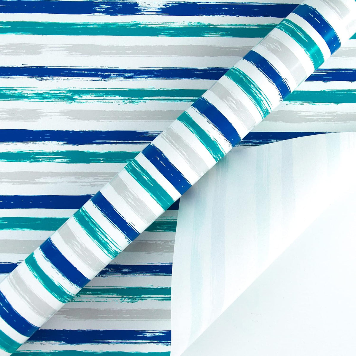 WRAPAHOLIC Reversible Blue Wrapping Paper - Mini Roll - 17 Inch X 33 Feet - Baby Boy Wrapping Paper