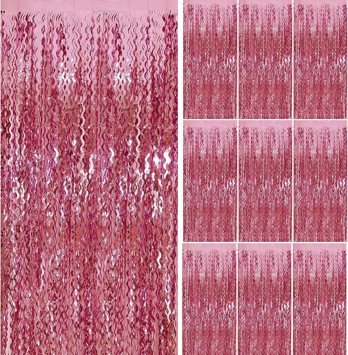 Pink Foil Curtain Backdrop Happy Birthday Decorations for Women Bachelorette Party Decorations Pink