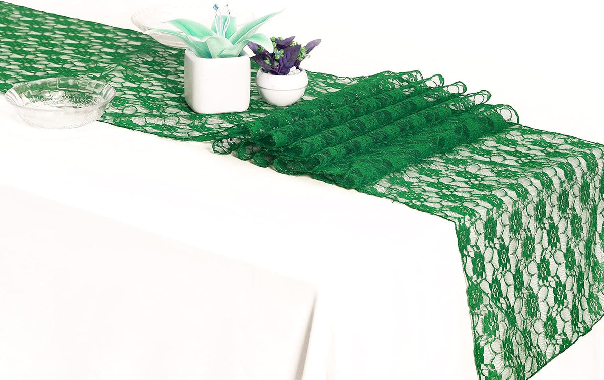 MDS Pack of 10 Wedding 12 x 108 inches Lace Table Runner for Wedding, Decorations for Birthday