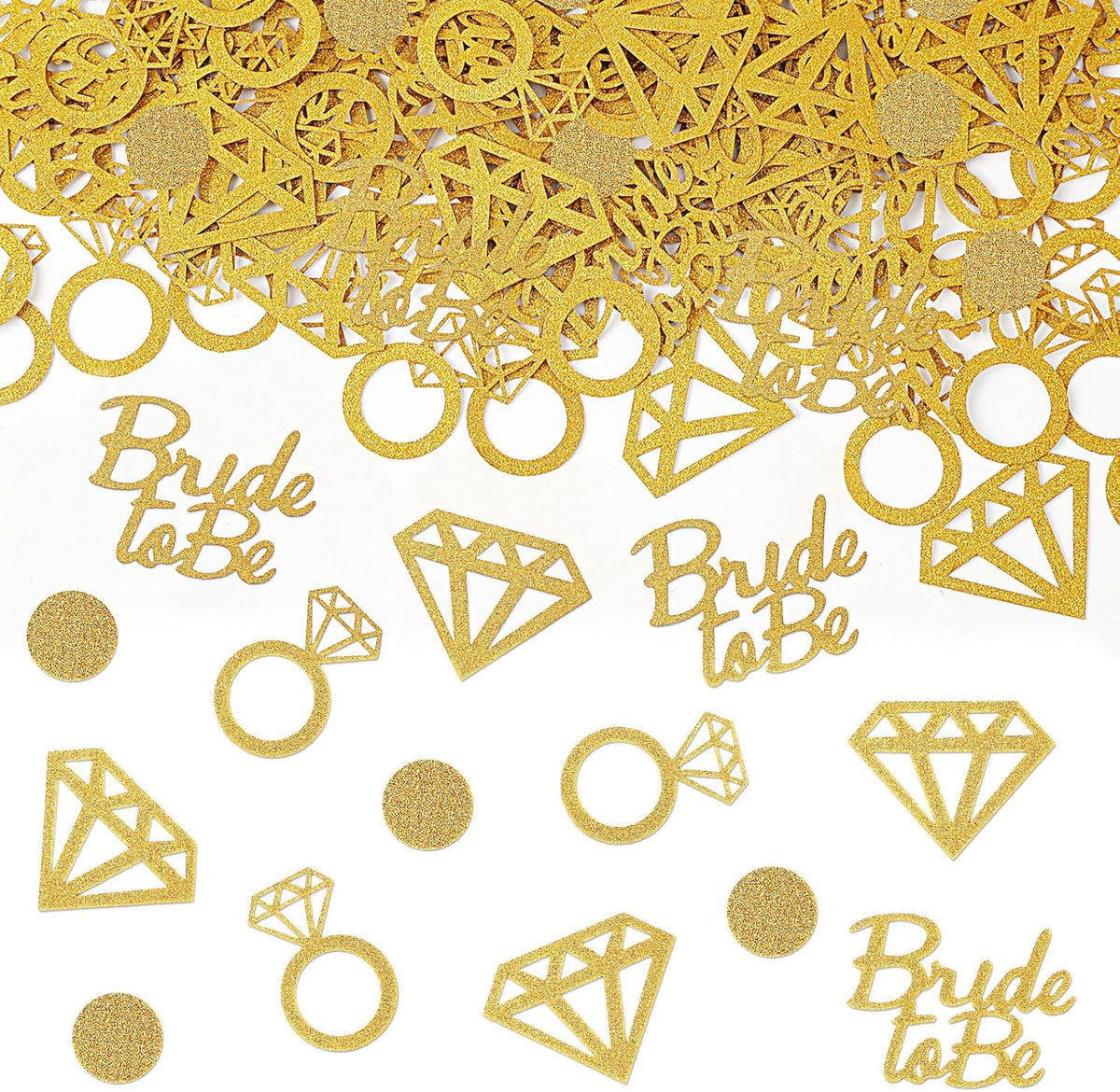 MARFOREVER Gold Wedding Confetti Bridal Shower Decorations Bride to Be Confetti Diamond Ring and