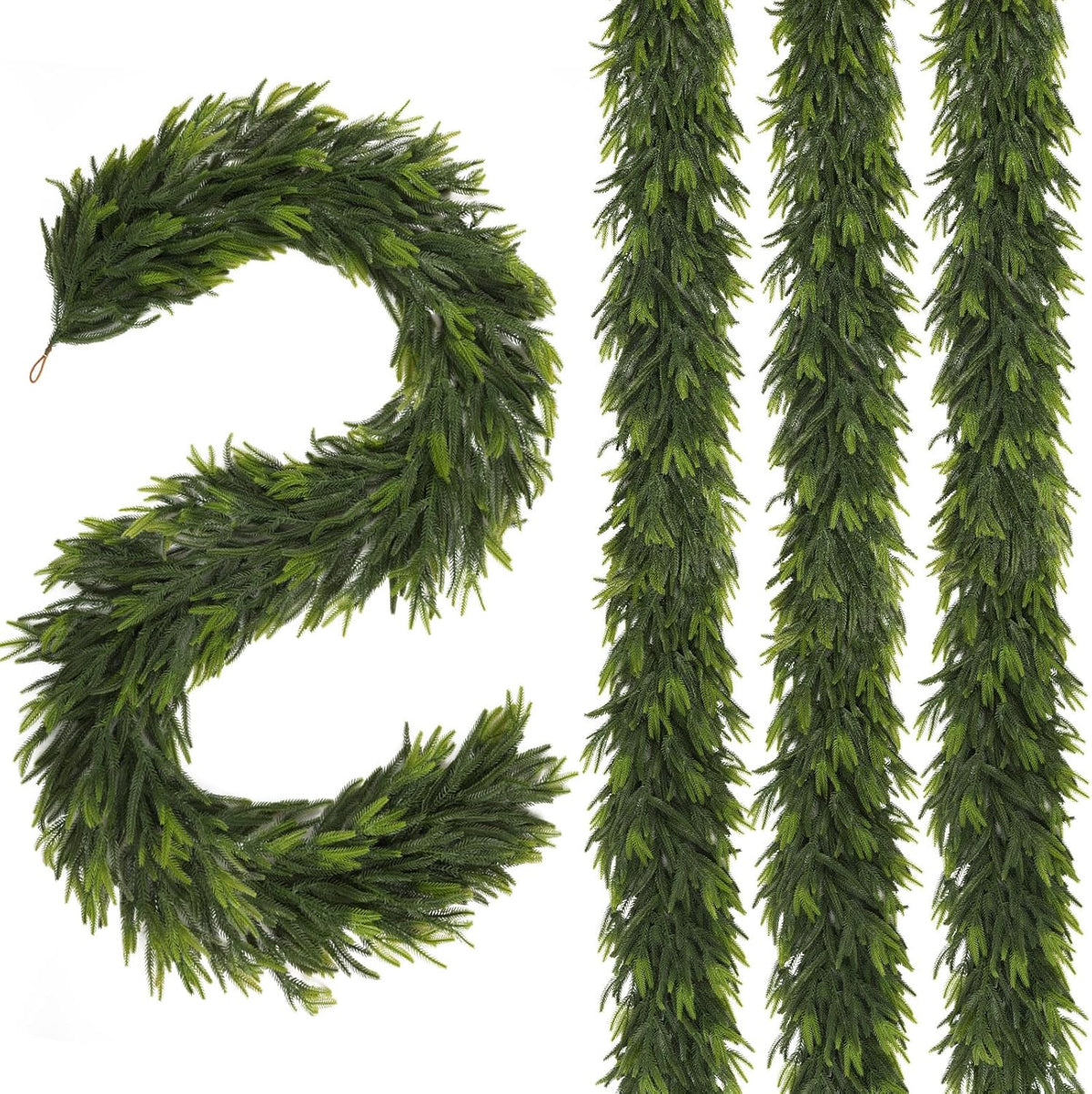 N&T NIETING 6FT Christmas Norfolk Pine Garland Real Touch Pine Artificial Garlands Faux Greenery