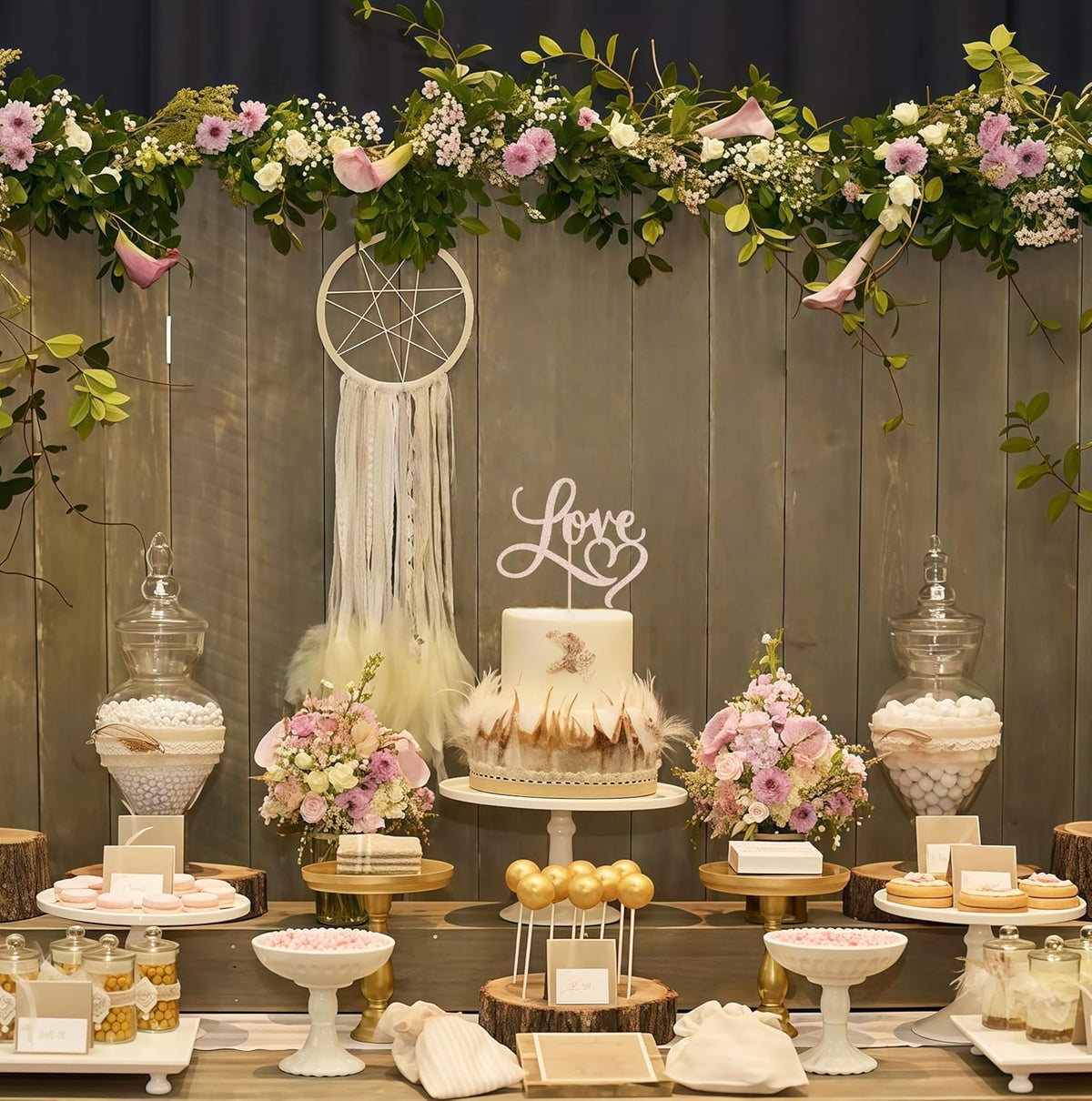 Love Cake Topper - Rose Gold Glitter Paper Wedding Cake Decoration Supplies, Perfect for Bridal