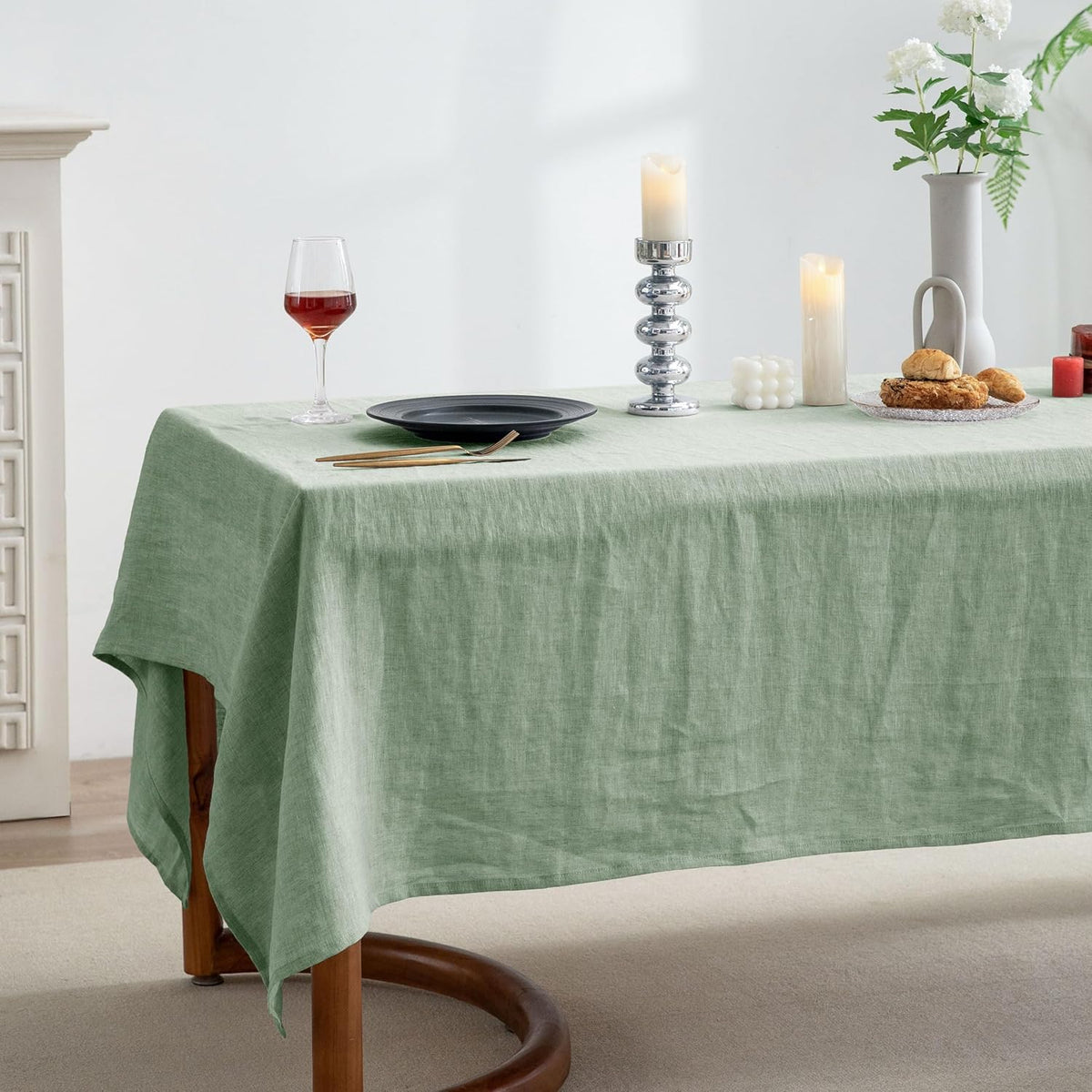 EVERLY 100% Pure Linen Rectangle Tablecloths 60x108Inches for Dining,Buffet
