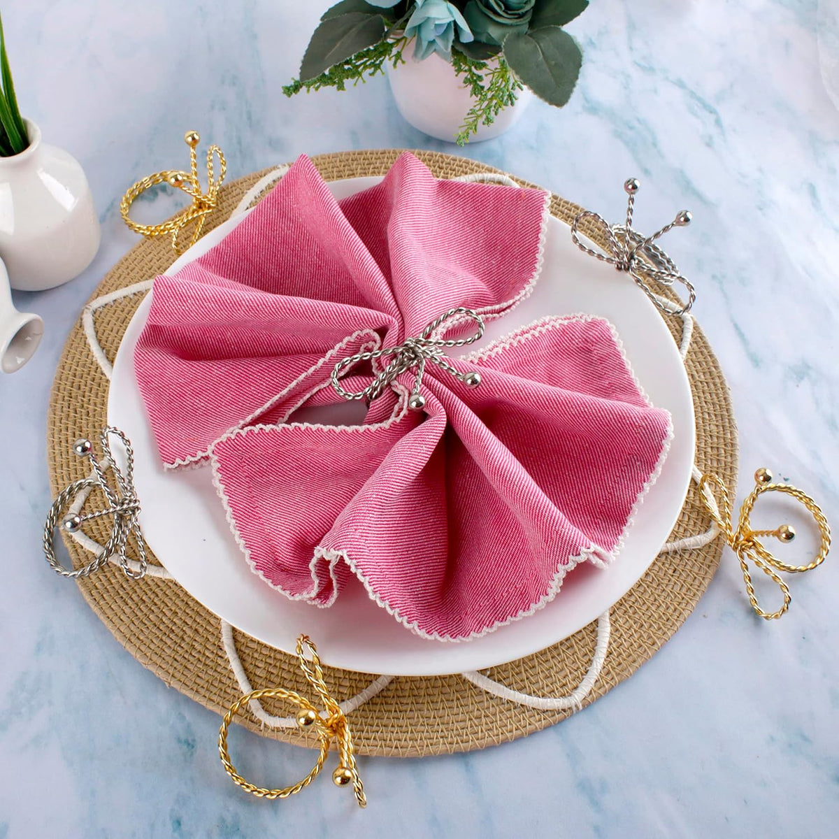 Heavy Duty Metal Napkin Ring Set of 12 - Elegant Napkin Ring with Sturdy Design - Handmade Napkin