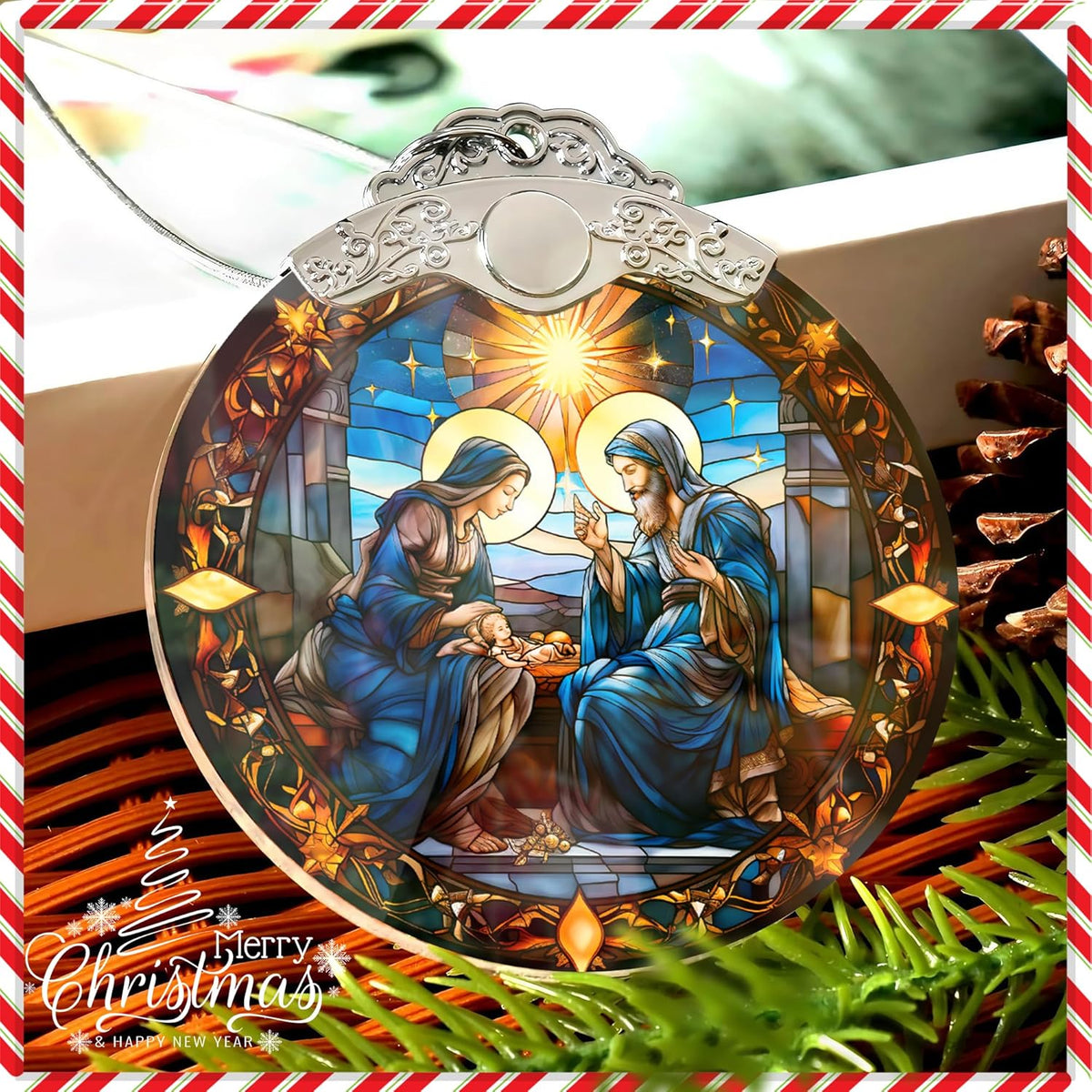 Nativity Ornament, Christian Holiday Decor, Religious Keepsake, Jesus Gift Idea, Acrylic Hanging