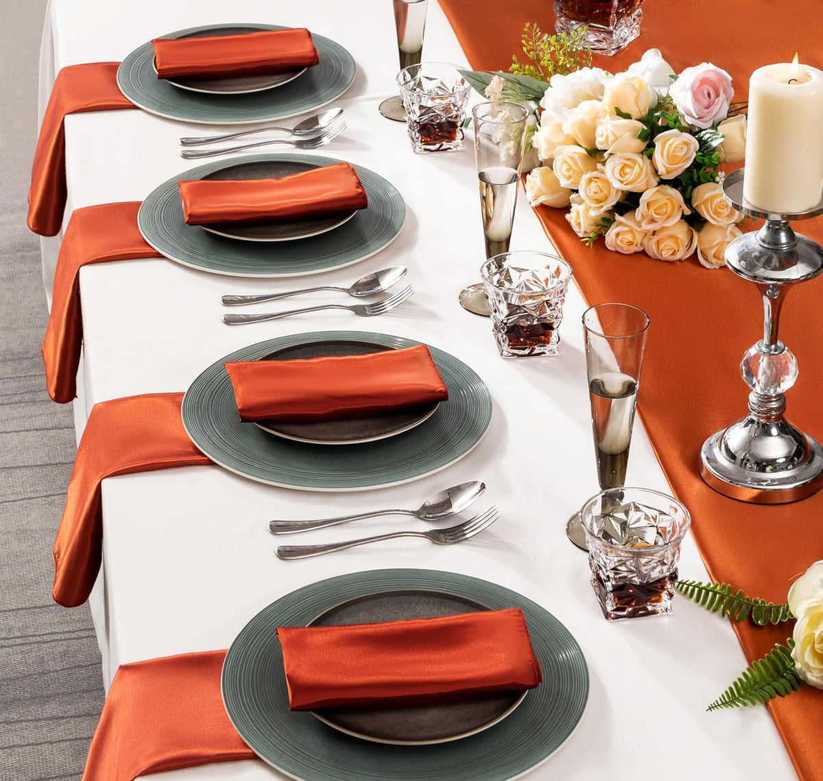36 Pack Square Satin Dinner Napkins, 16x16 Inches Silky Soft Smooth Table Cloth Napkins for
