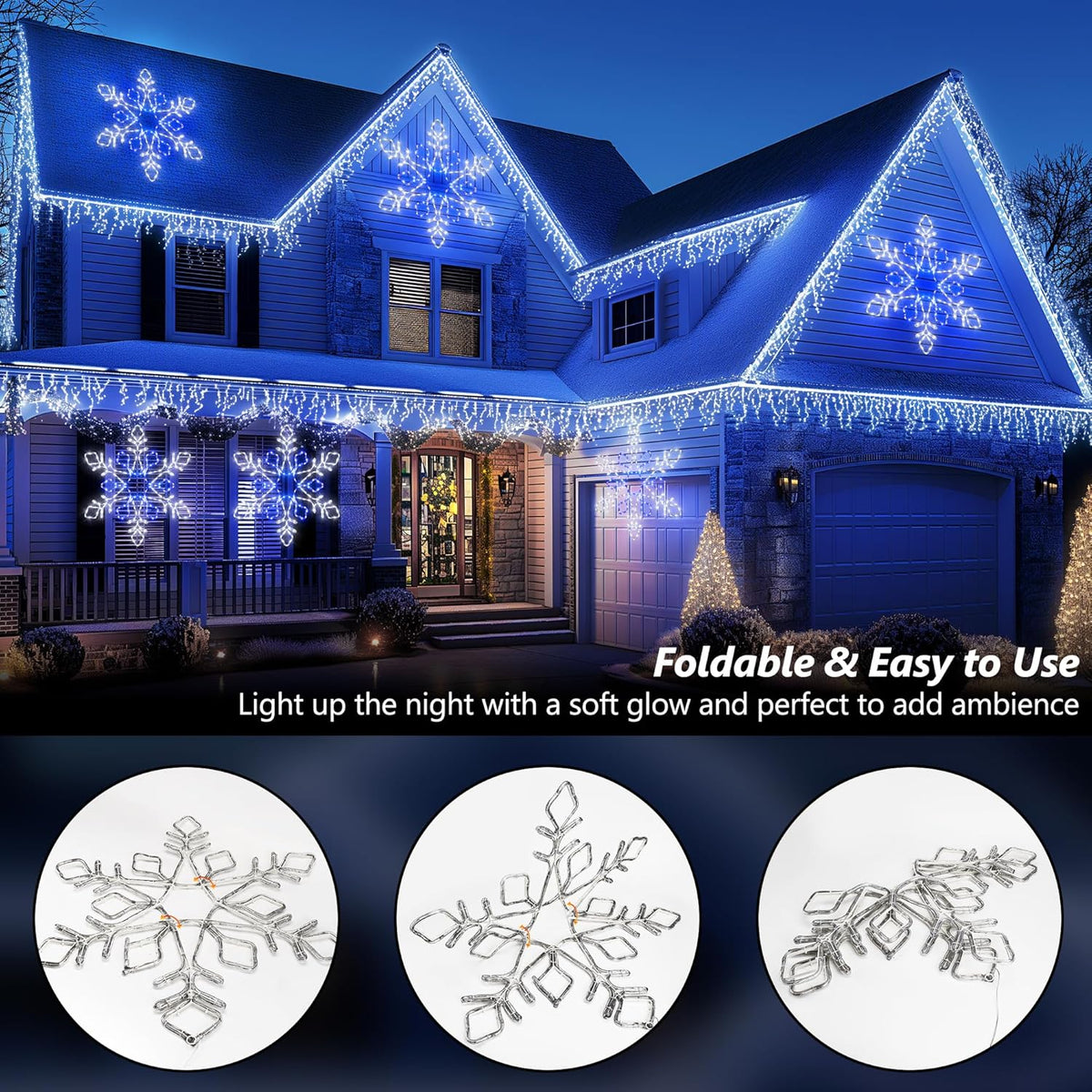 Christmas 35'' Snowflake Lights Decoration - Outdoor Waterproof Christmas Lights Super-Bright White