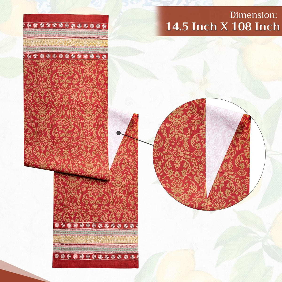 Maison d' Hermine Table Runner 100% Cotton Single Layer Table Runners 108 inches Long Decorative