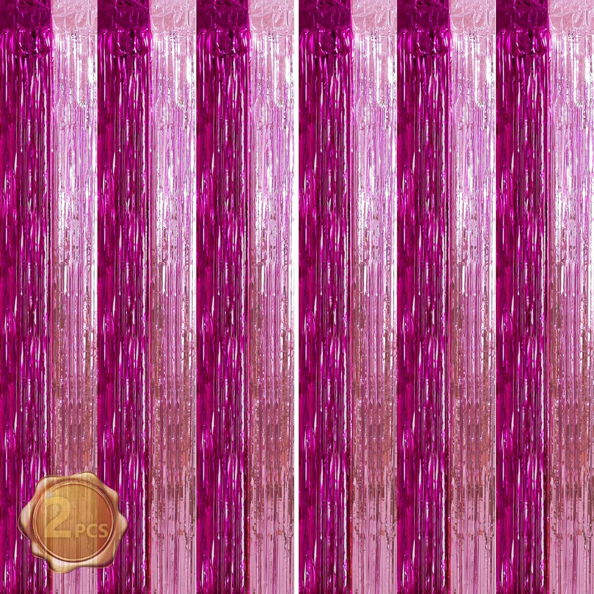 BEISHIDA Hot Pink Pink Door Streamers Backdrop Foil Fringe Tinsel Party Streamers Curtains Photo