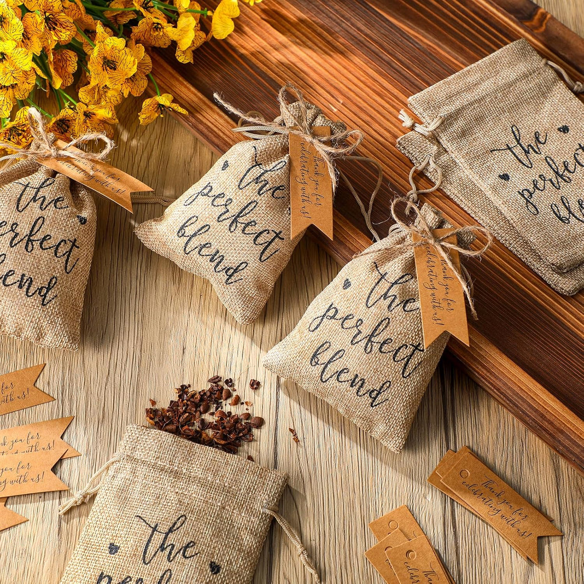 Fumete 50 Sets Wedding Coffee Party Favors for Guests the Perfect Blend Coffee Bean Bags Kraft