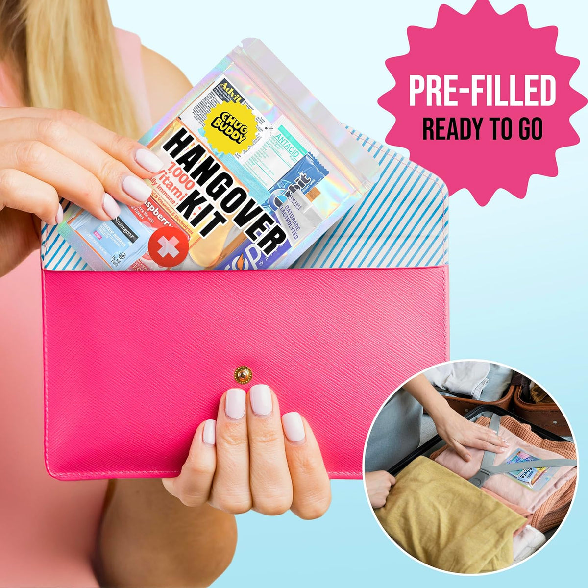 1 Pre-Filled Hangover Kit for Bachelorette Party Favors, 21st Birthday Gifts, Bridesmaid Gifts &