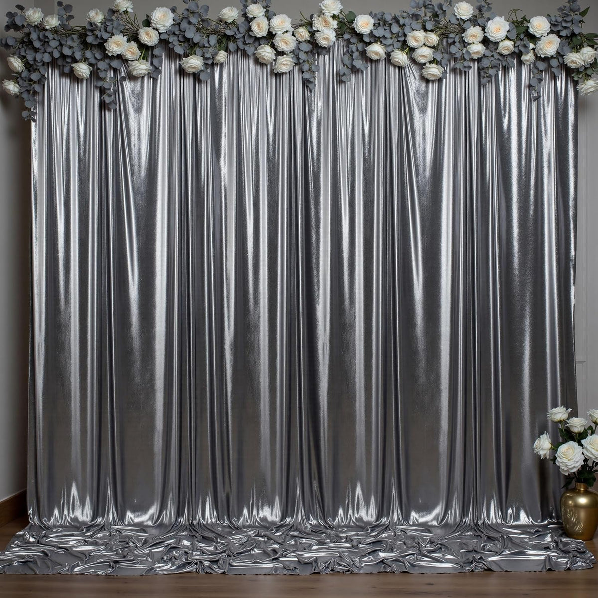 Outpain Thick 10 ft x 10 ft Black Silver Sequin Backdrop Curtain for Parties, Wrinkle Free Glitter
