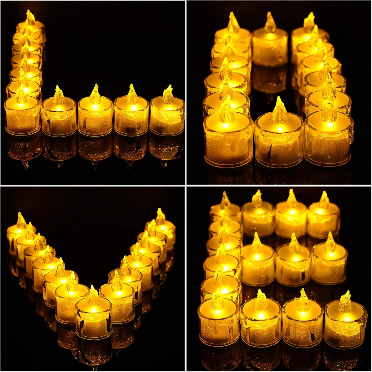 Flameless LED Tea Light Candles, Battery-Powered Unscented LED Tealight Candles, Fake Tealights
