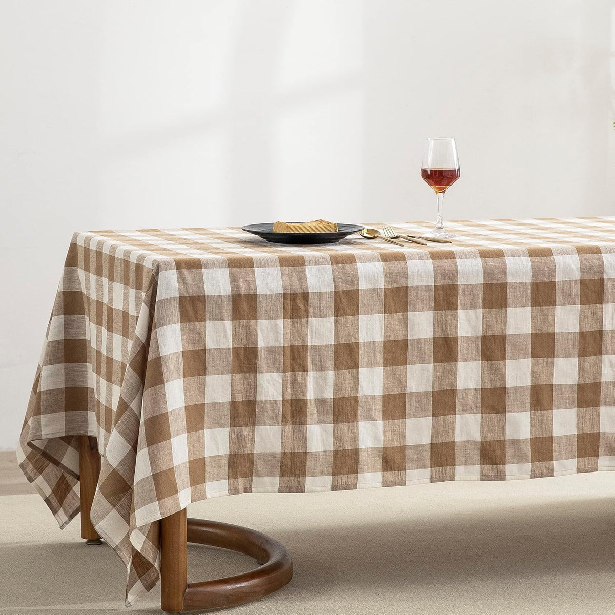 EVERLY 100% Yarn-Dyed Linen Rectangle Tablecloths 60x108Inches for Dining,Buffet