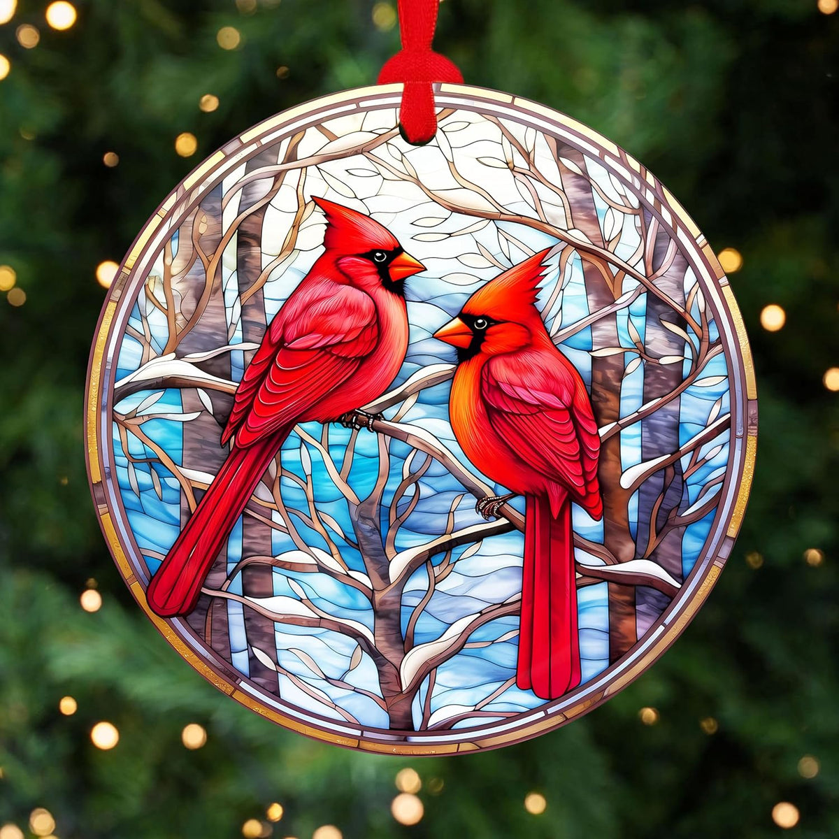 Cardinal Acrylic Ornament 2025 – Red Bird Christmas Tree Hanging, Memorial Holiday Decor for Mom