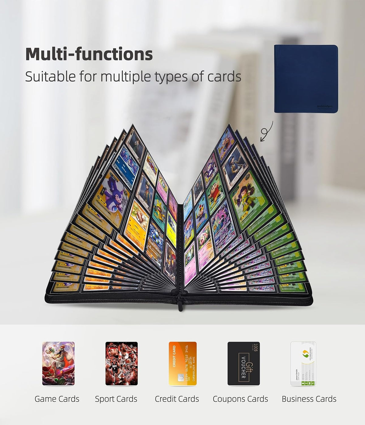 12 Pockets Premium Card Binder 480 Cards Trading Card Binders Side Load Card Storage Display