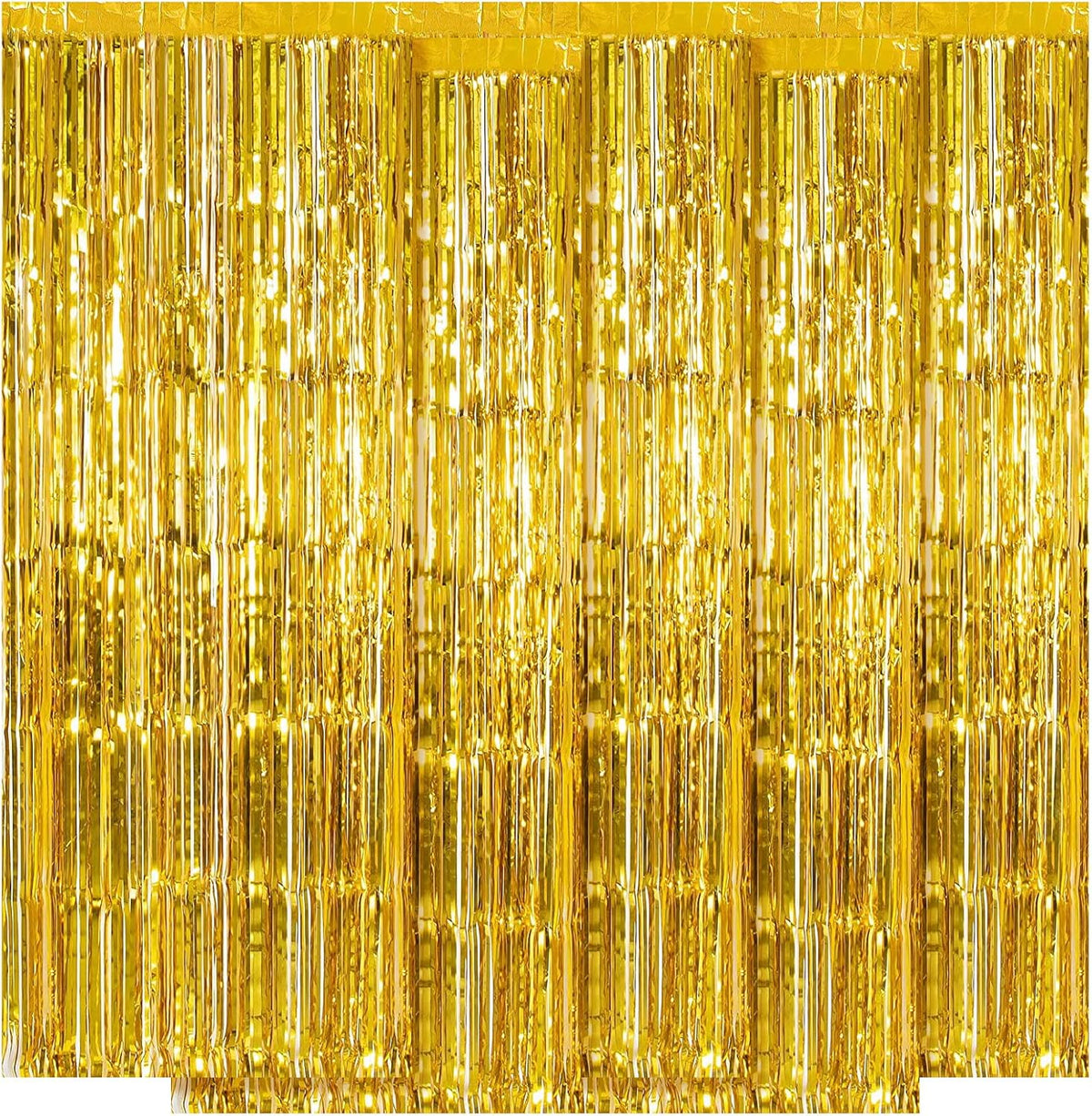 5 Pack Gold Fringe Backdrop 3.2ft x 8.2ft Foil Curtain Tinsel Foil Fringe Curtains Backdrop Tinsel