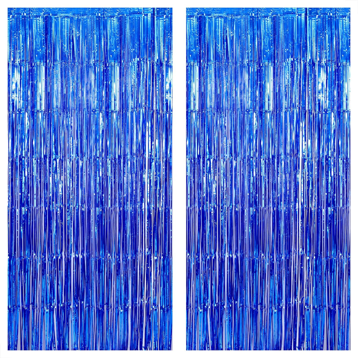 KatchOn, Metallic Blue Backdrop Curtain - Pack of 2 | Blue Streamers for Royal Blue Party