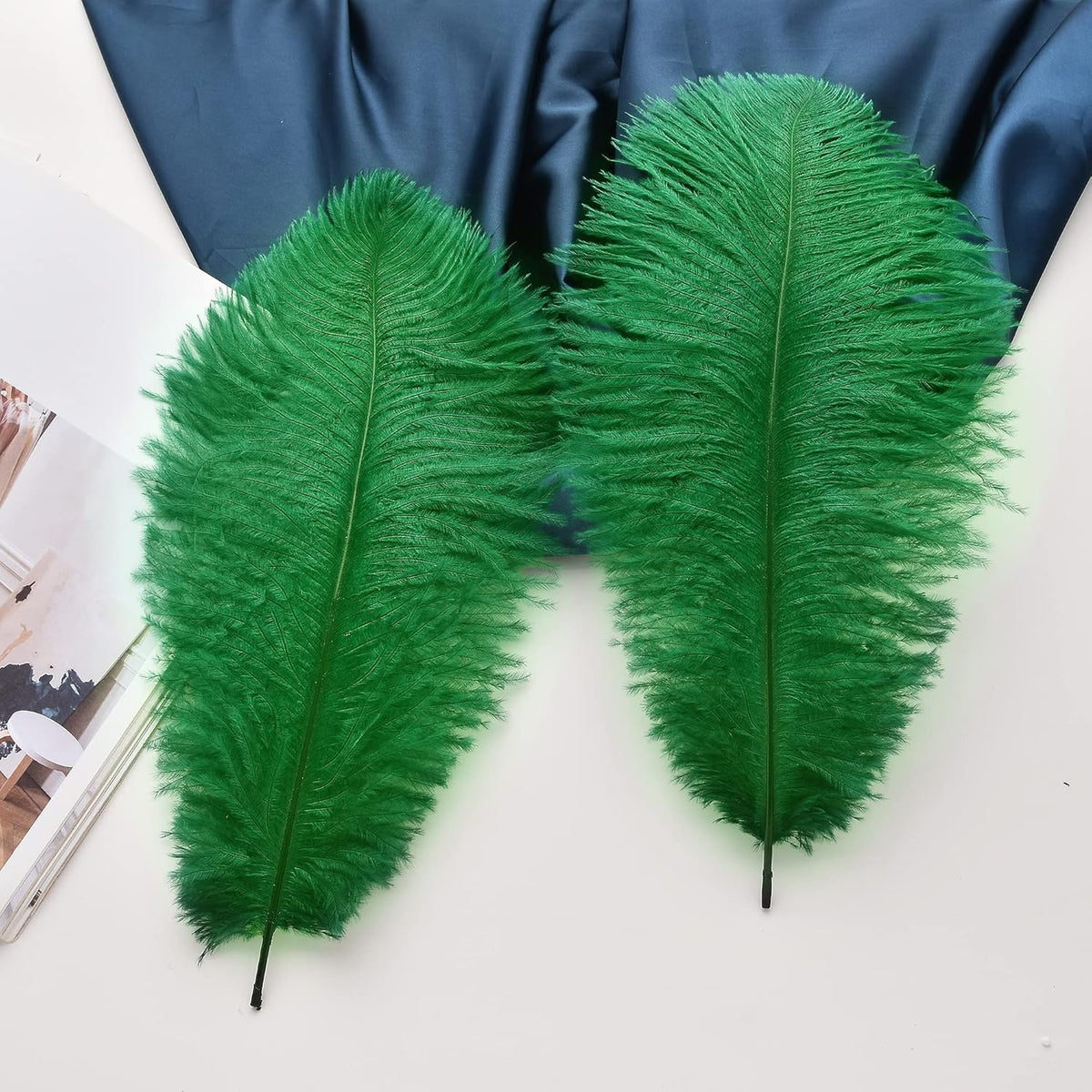 Ballinger Craft Green Ostrich Feathers - 24pcs 8-10inch Feathers for Vase, Wedding Party