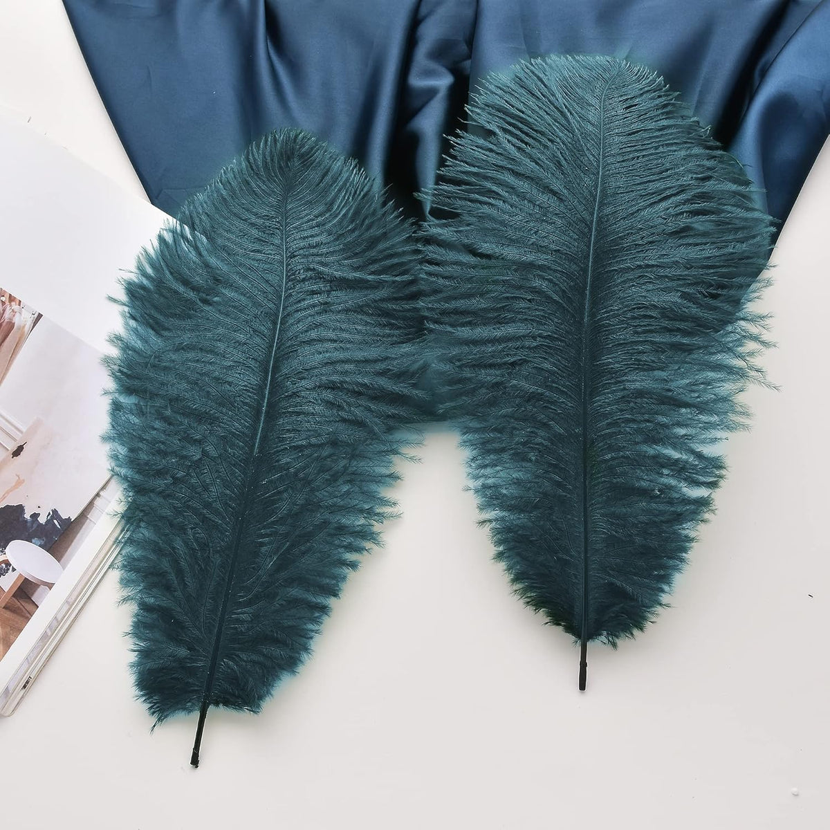 Ballinger Teal Ostrich Feathers Bulk - 24Pcs 10-12inch Feathers for Party Centerpieces, Flower