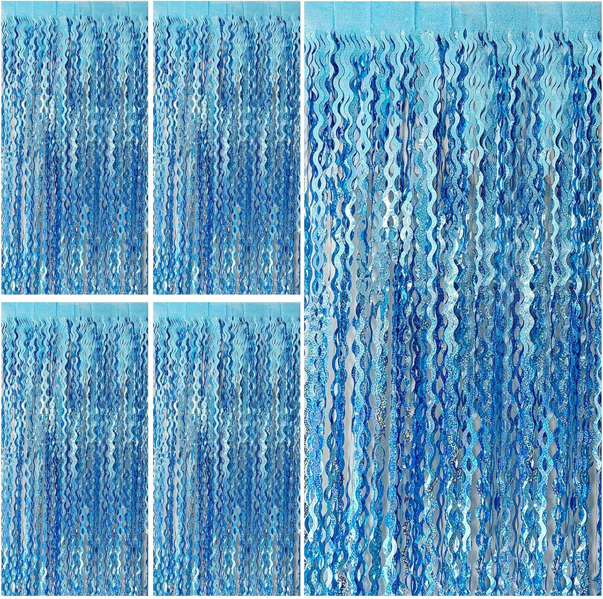 Tinsel Foil Fringe Curtains Wavy Backdrop for Parties Sparkle Metallic Wavy Foil Fringe Backdrop