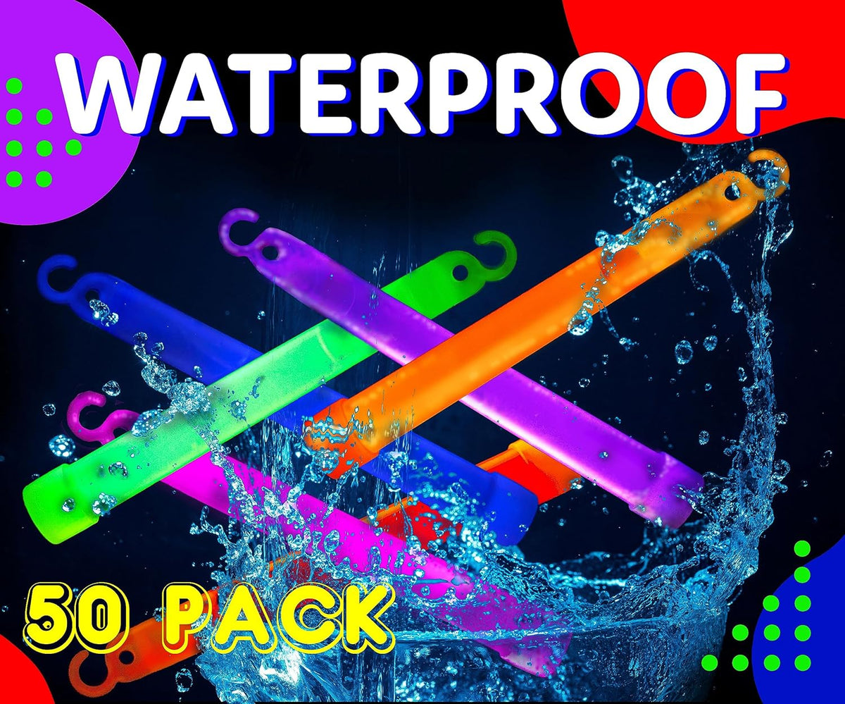 PartySticks Glow Sticks Party Supplies for Kids and Adults (50pk Assorted) - 6 Inch Bulk Glow Light
