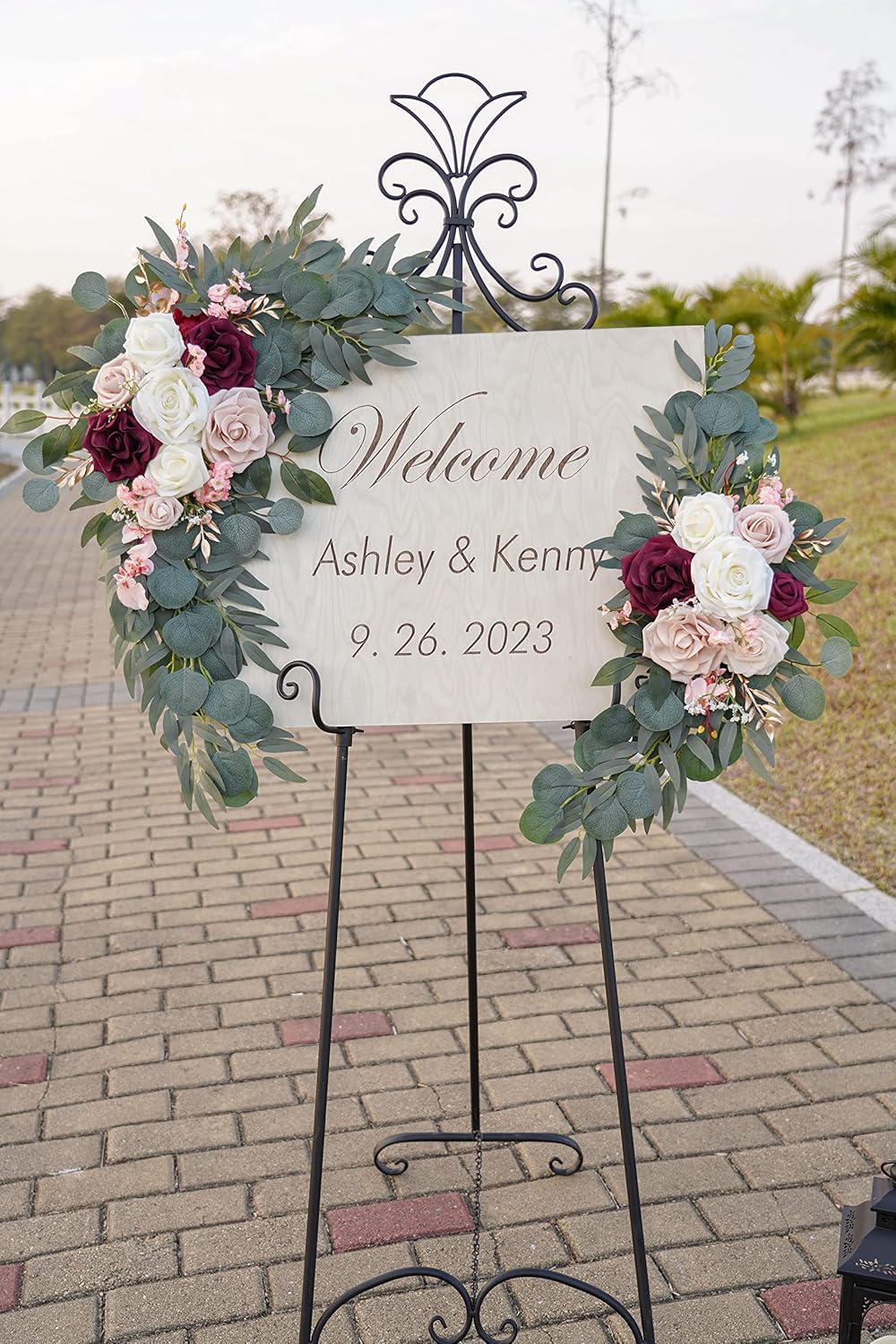 Ponatia Wedding Arch Flowers (Pack of 2), Artificial Burgundy & Nude & Ivory Wedding Flowers for