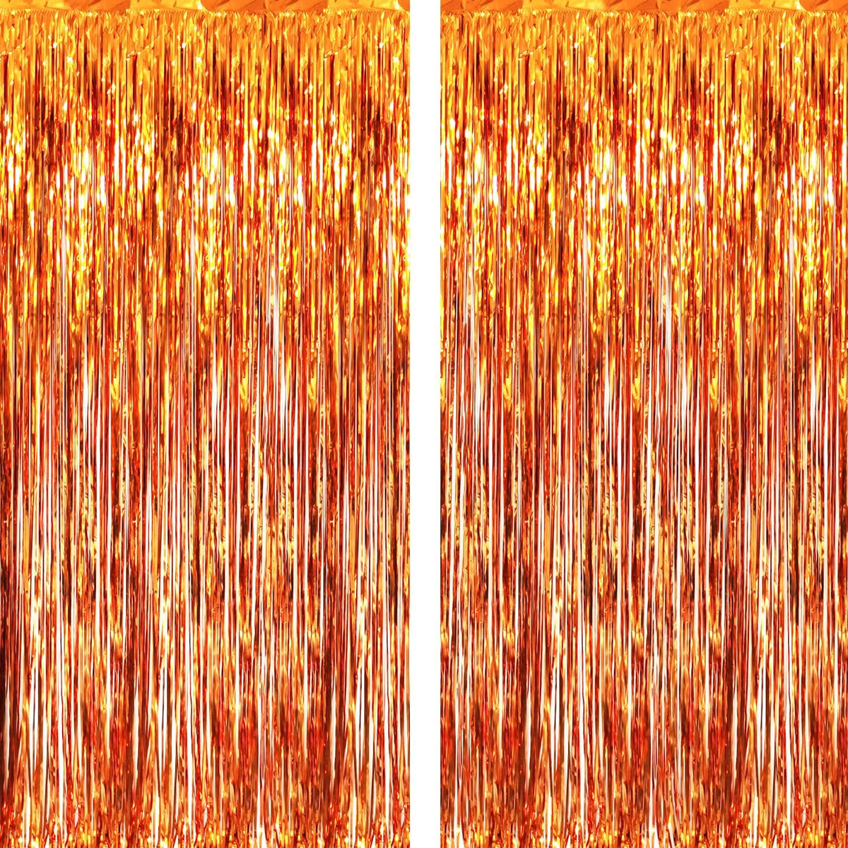 GOER 6.4 ft x 8.2 ft Metallic Tinsel Foil Fringe Curtains,Pack of 2 Party Streamer Backdrop for