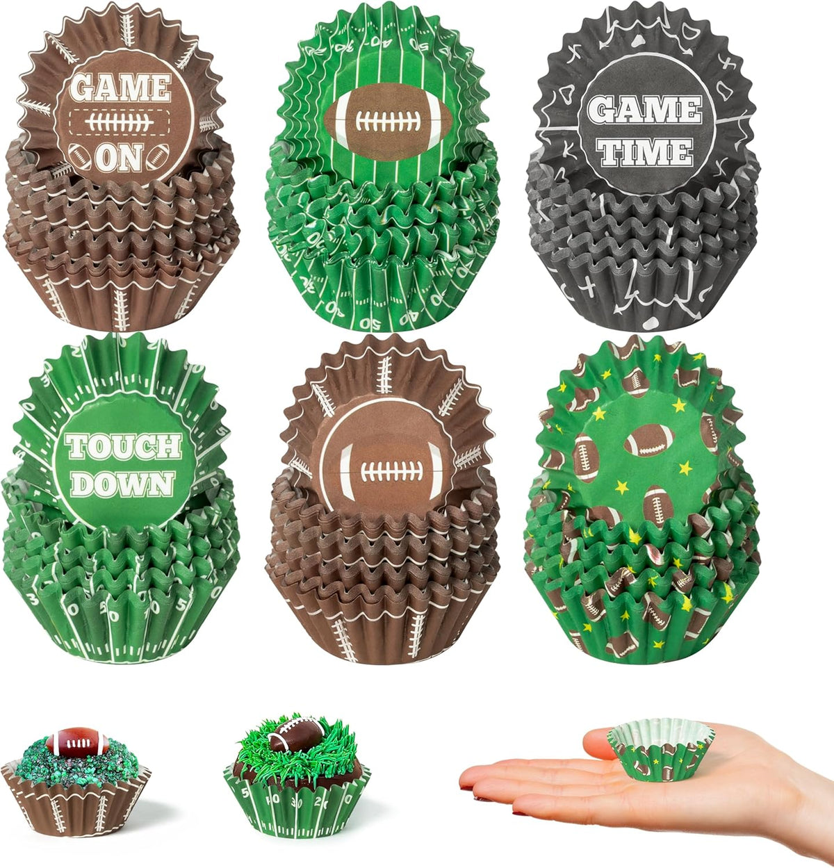 COcnny Football Mini Cupcake Liners - 600pcs Football Themed Mini Baking Cups Muffin Cupcakes