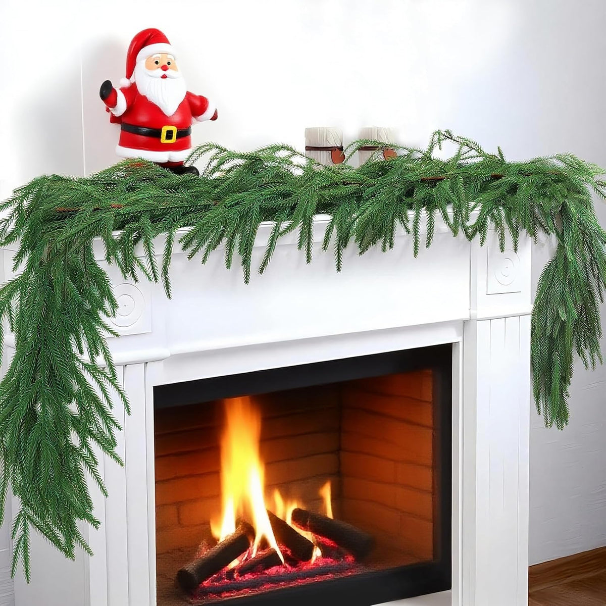 2 Pack 6FT Real Touch Norfolk Pine Garland – Artificial Evergreen Greenery Christmas Decoration for