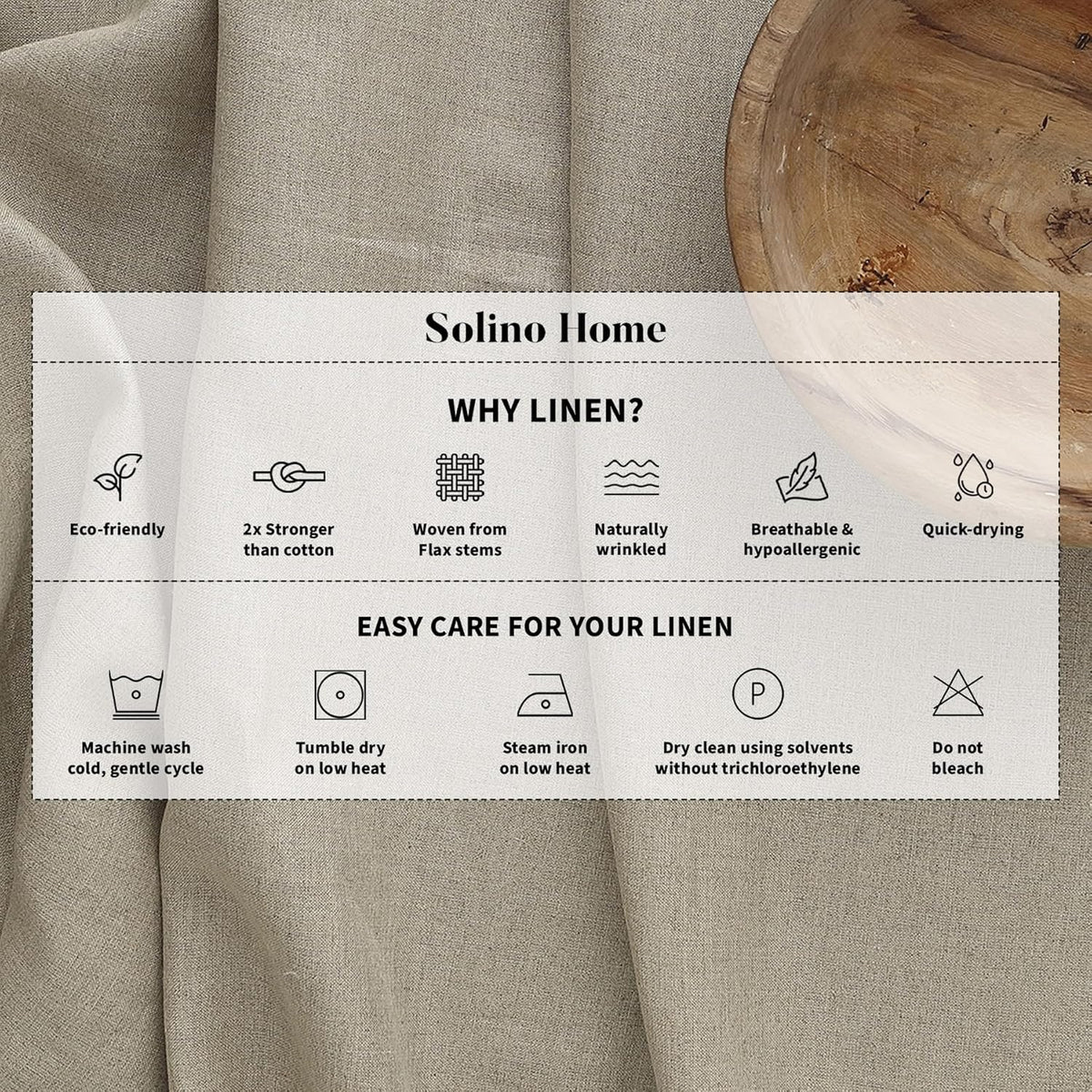 Solino Home Linen Tablecloth 60 x 108 Inch - Classic Hemstitch 100% Pure Linen Sage Green Table