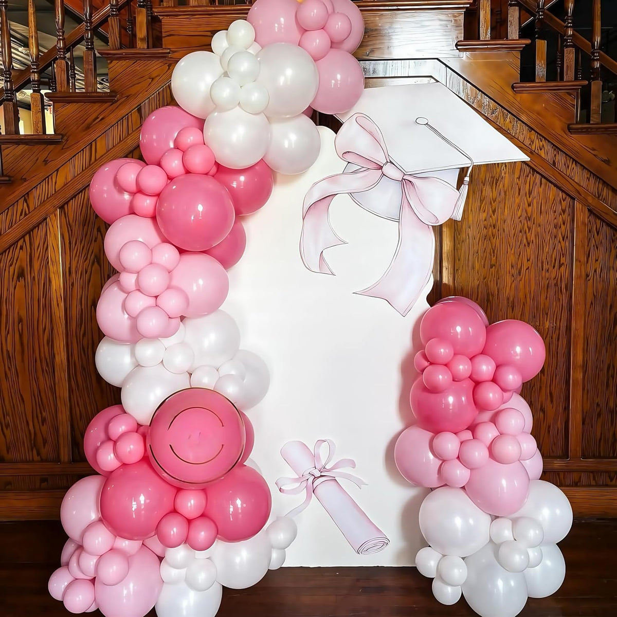 Pink and White Balloons, Pack of 60PCS Dusty Light Pastel Pink White Bow Balloon, Baby Pink Latex