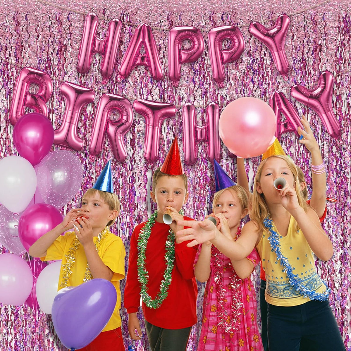 Tinsel Foil Fringe Curtains Wavy Backdrop for Parties Sparkle Metallic Wavy Foil Fringe Backdrop