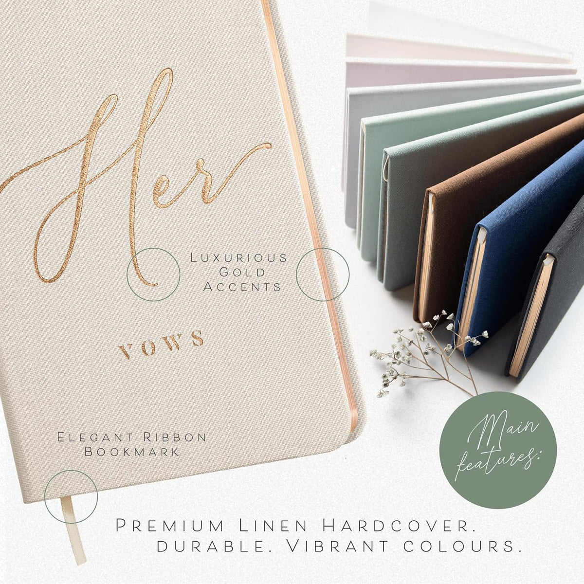 ARTESORI Vow Books His and Hers - Linen Wedding Vow Books Perfect as Bride & Groom Gifts, Wedding