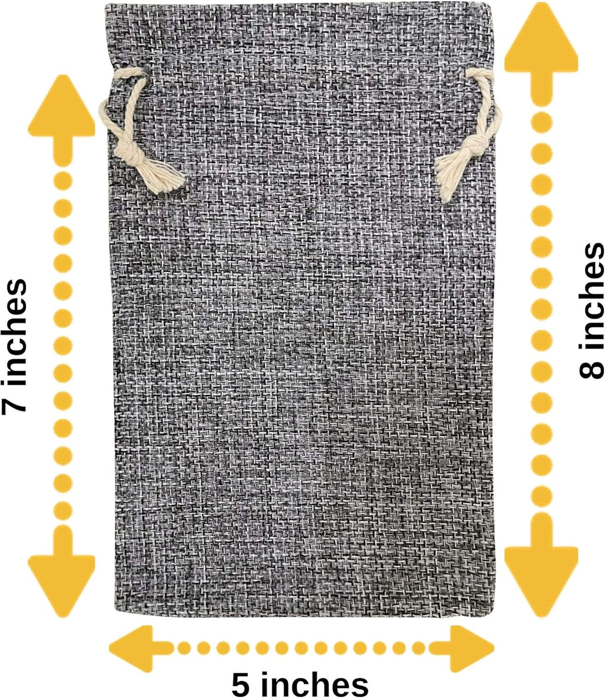50 Gray Burlap Bags with Drawstring, 5x8 Inch (5x7 Internal) Gift Bag Bulk Pack - Birthday and