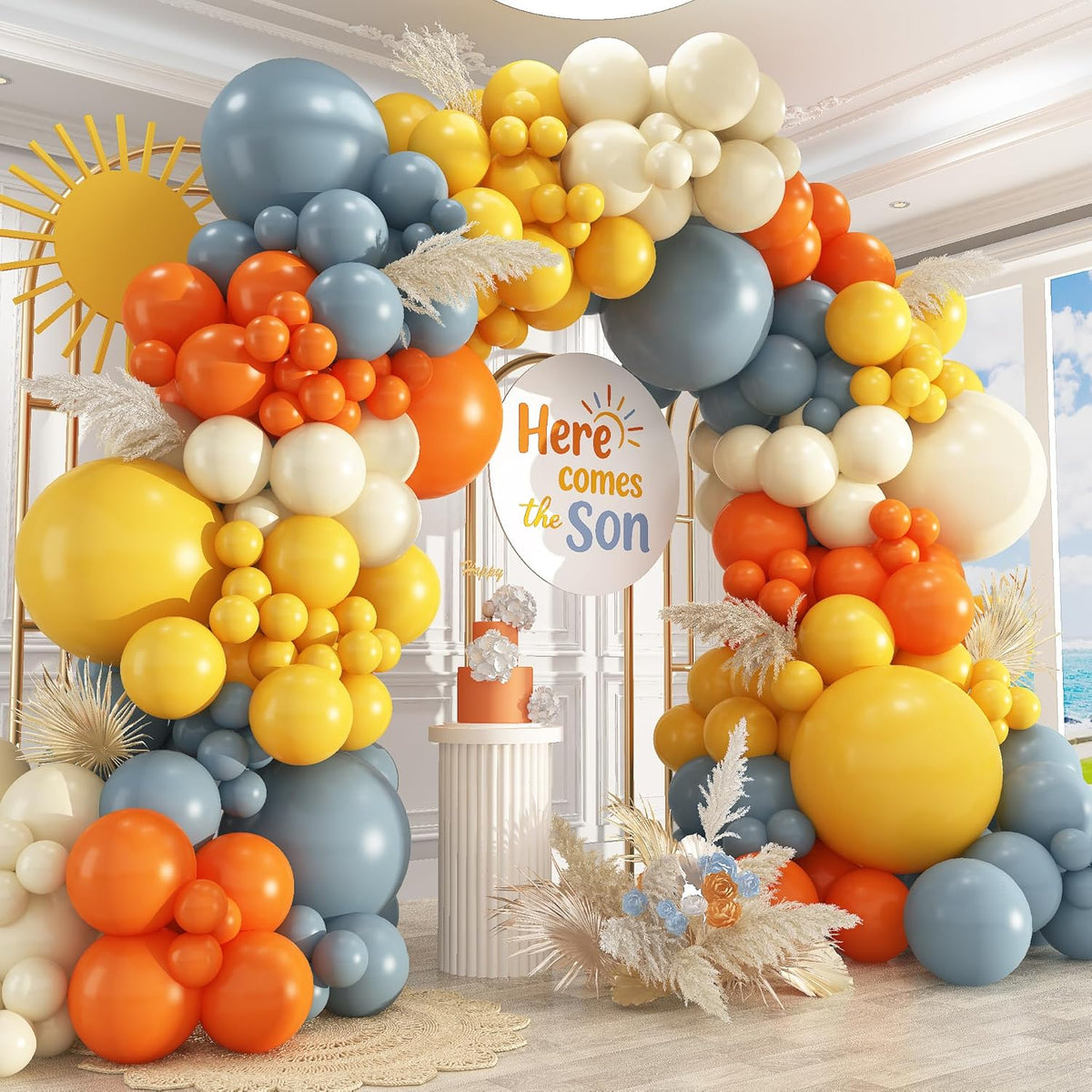 Here Comes the Sun Balloon Garland Arch Kit,412pcs Different Sizes 18 12 10 5 Inch Here Comes the