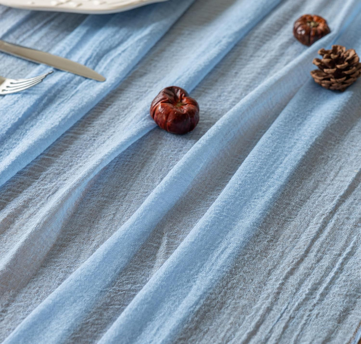 Cheesecloth Light Blue Table Runner Gauze Rustic Cheese Cloth Table Runner 120 Inch 10 FT for
