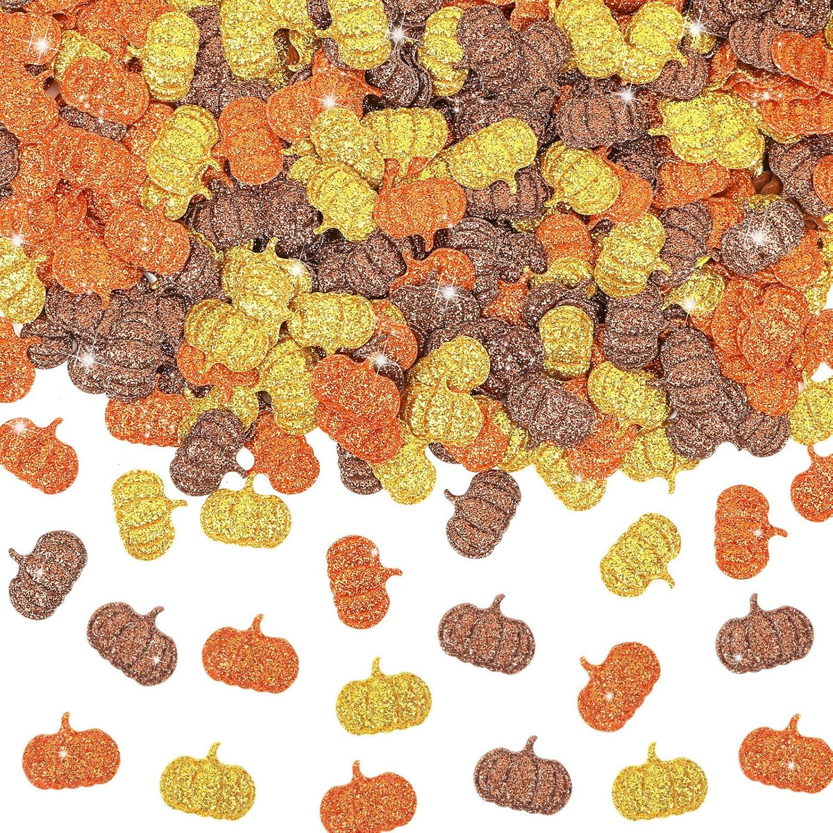 MARFOREVER Fall Felt Pumpkin Glitter Confetti, 500Pcs Thanksgiving Pumpkins Confetti Decorations