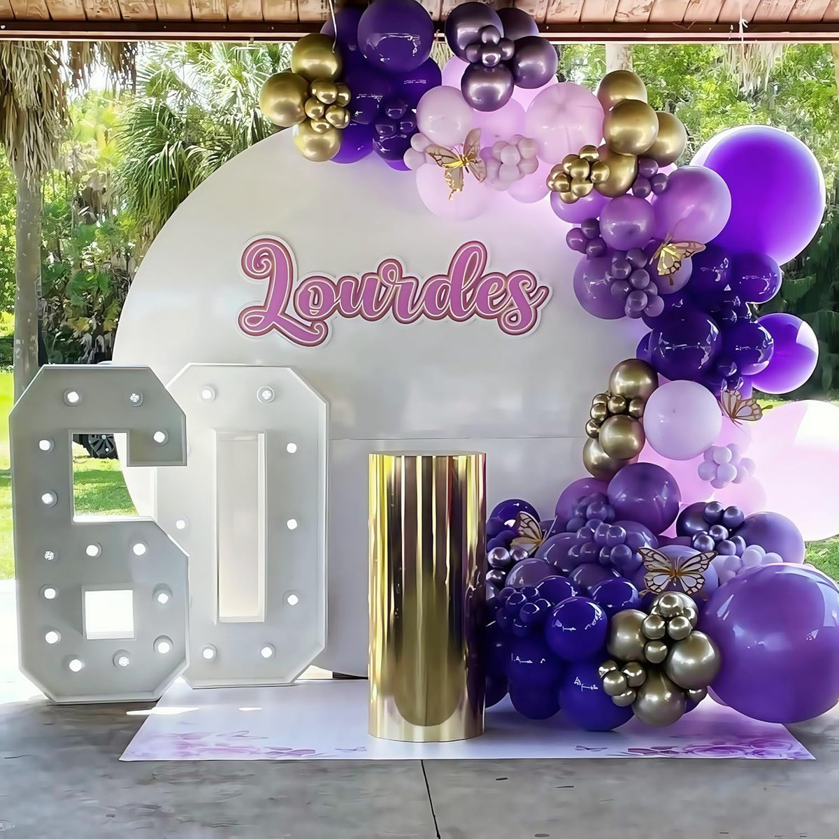 Purple and Gold Balloons, 12 Inch 35PCS Dark Pastel Purple Lavender Balloons with Metallic Gold
