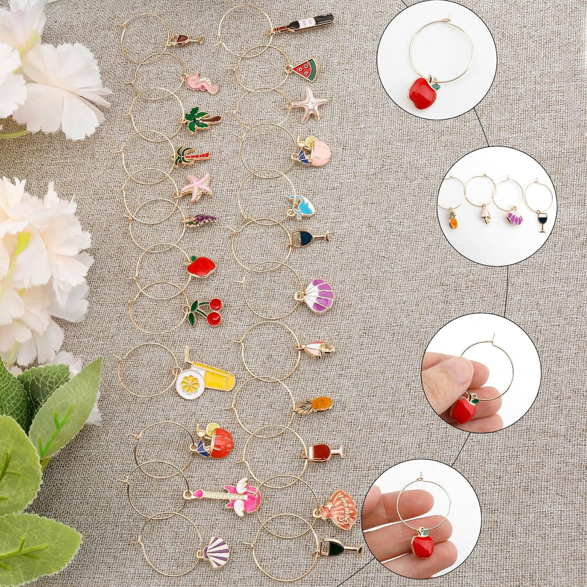Wine Glass Charms Wine Charms for Stem Glasses Glass Markers Identifiers Tags for Christmas Tasting