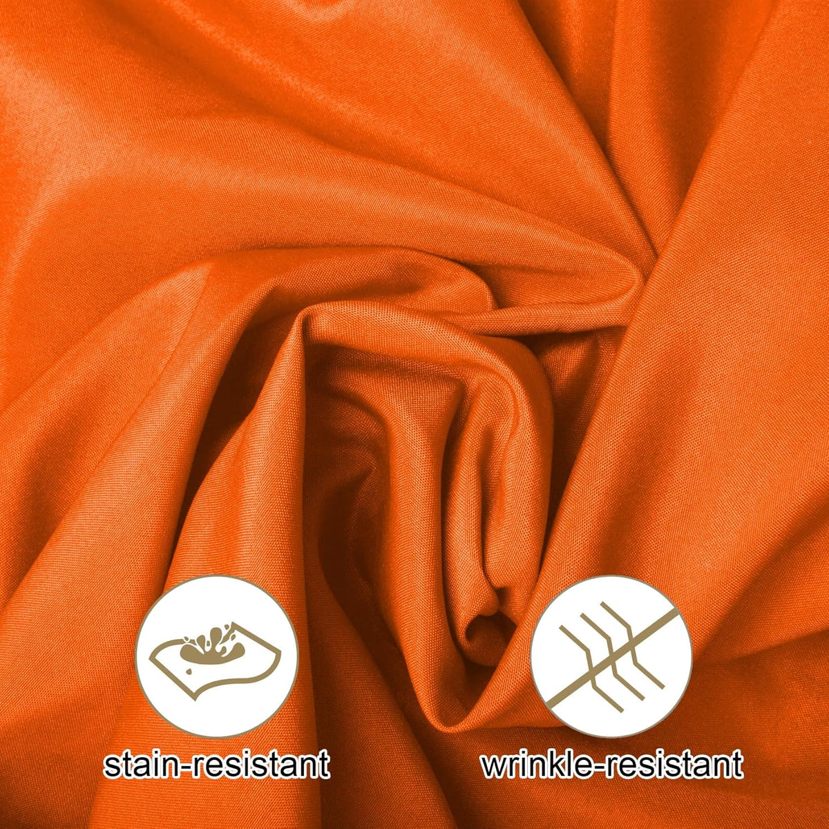 Ascoza 2pack 132 Inch Orange Round Tablecloth in Washable Polyester Fabric for