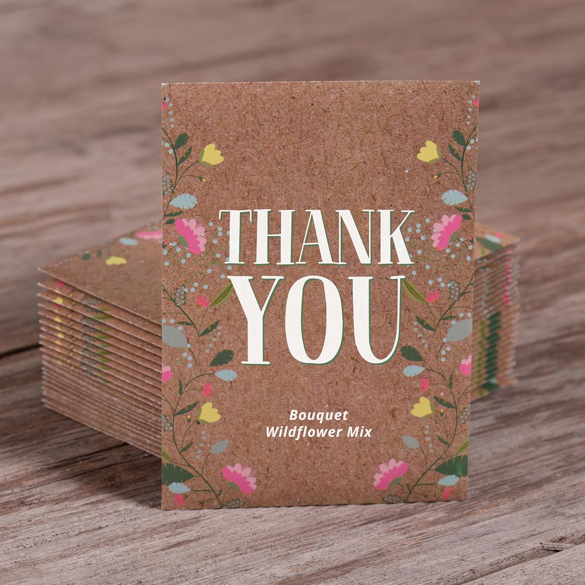 Bentley Seed Co. Thank You Natural Brown - Bouquet Wildflower Seed Packets - 25 Seed Packs