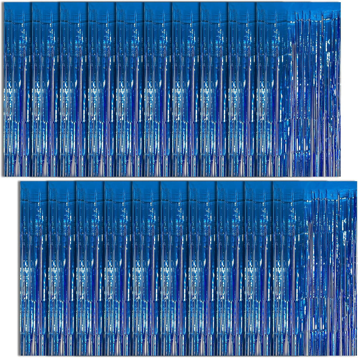 20 Pack Foil Curtain Backdrop Blue Metallic Tinsel Foil Fringe Curtains Photo Booth Props for