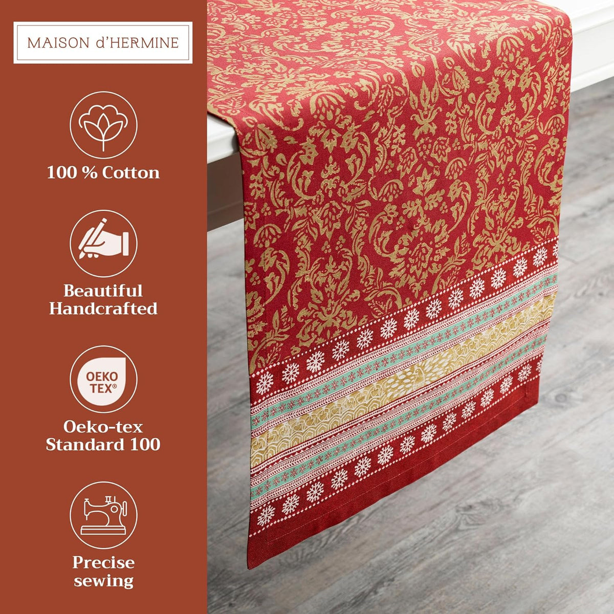 Maison d' Hermine Table Runner 100% Cotton Single Layer Table Runners 108 inches Long Decorative