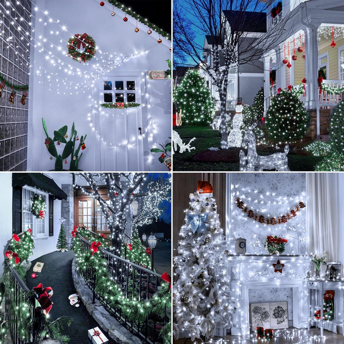 1000 LED 328 FT Christmas Light Outdoor, 8 Lighting Modes White String Lights with Remote