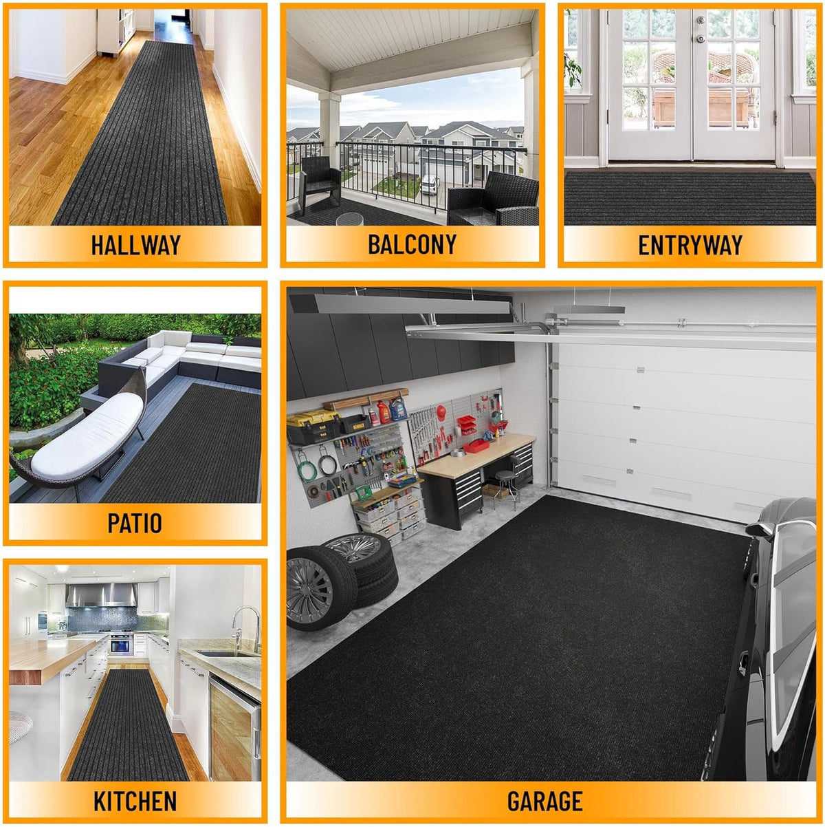 Ottomanson 2'7" x 35' Hallway Runner with Scraper Pile - Extra Durable Non-Slip Rug Mat for Indoor