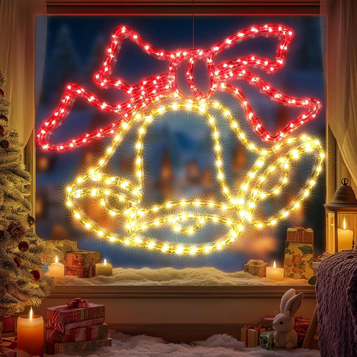 Christmas 33'' Large Bell Lights Decoration - 297LED Outdoor Waterproof Christmas Lights Large Bell