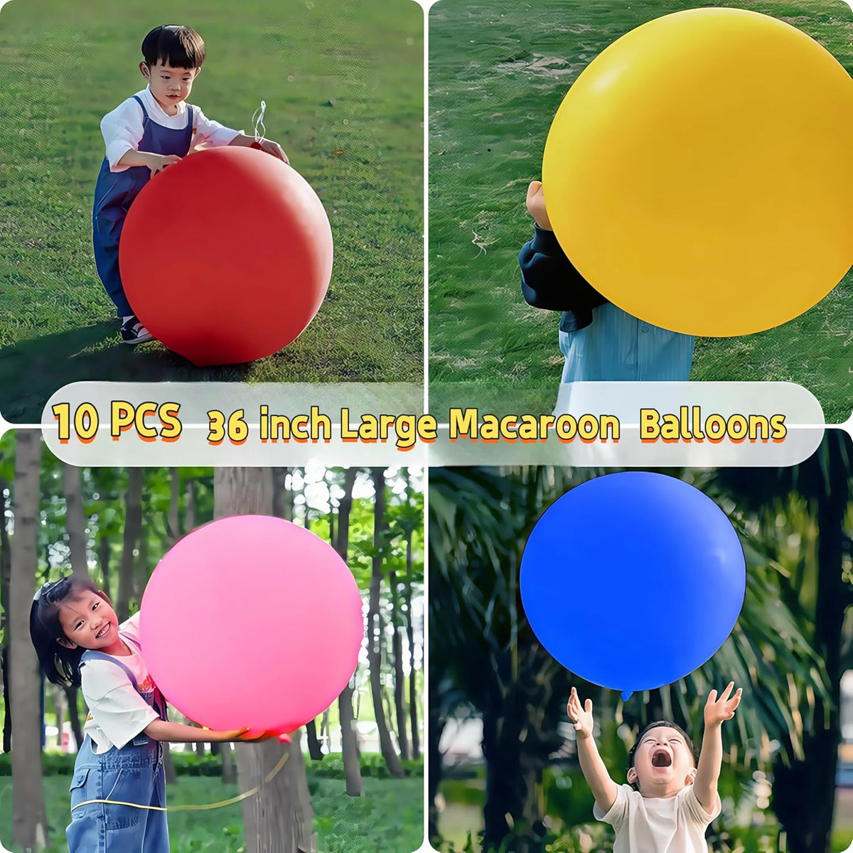 Giant Heavy-Duty 36-Inch Balloons - Latex/Vinyl Material, Rainbow/Multicolor/Soft Color Scheme