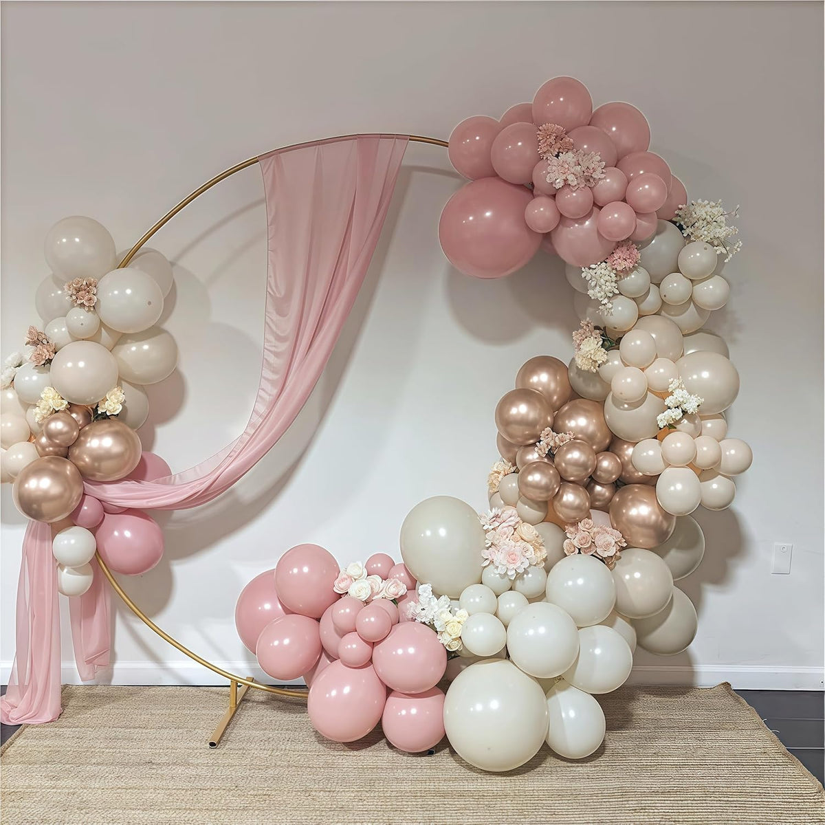 Nude Dusty Pink Balloons Set, 60Pcs 12 Inch Retro Blush Pink Apricot Helium Balloon with Beige